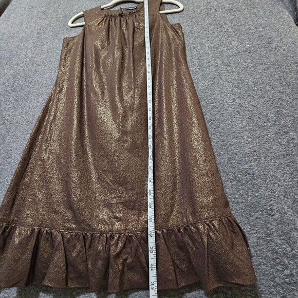 Tahari Linen Dress Womens Size 4 Bronze Metallic Knee Length Party Dress  Ruffle - Picture 13 of 16